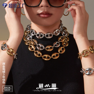 chain clavicle 18k gold jewelry Fashion exaggerated necklace