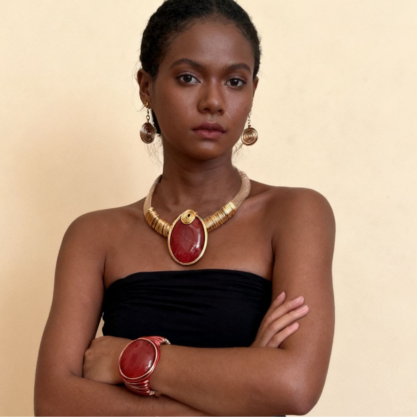 欧美时尚新款树脂椭圆形吊坠青花瓷纹项链耳环几何手镯neckla