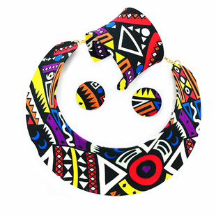 非洲项圈民族布艺3件套肯特夸张项链National Necklace set women