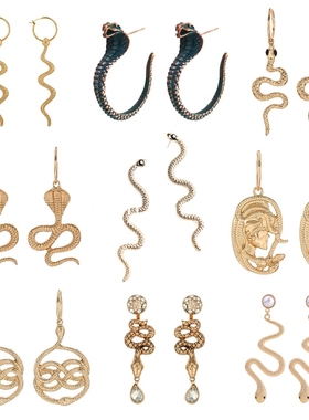 Snake Earring ladies个性夸张长款蛇纹蛇耳钉耳环饰серьги