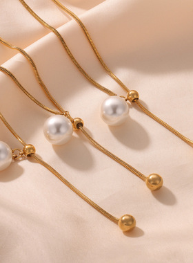 新款时尚轻奢钛钢镀金圆珠流苏女