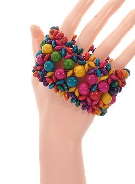 波西米亚复古木珠手镯编织多层镂空木珠手链手镯bracelet women