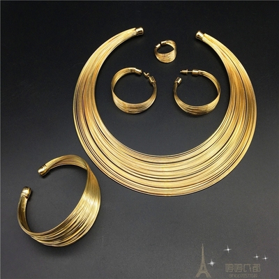 Fashion new women necklace earrings bracelet rings set2024女