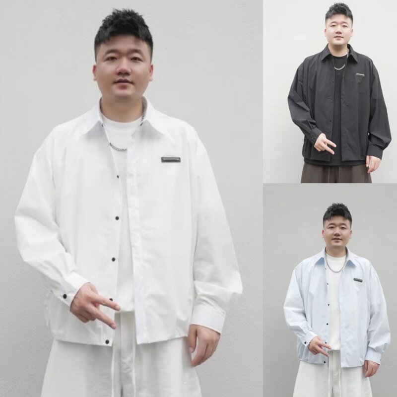 春夏新款超薄皮肤衣衬衫男士时尚简约百搭翻领老钱风衬衫防晒外套