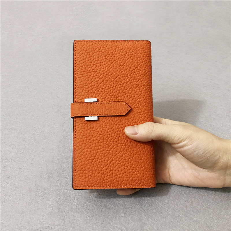 2025新款钱包女长款真皮H家钱夹抽带手拿包H扣多功能皮夹可放手机