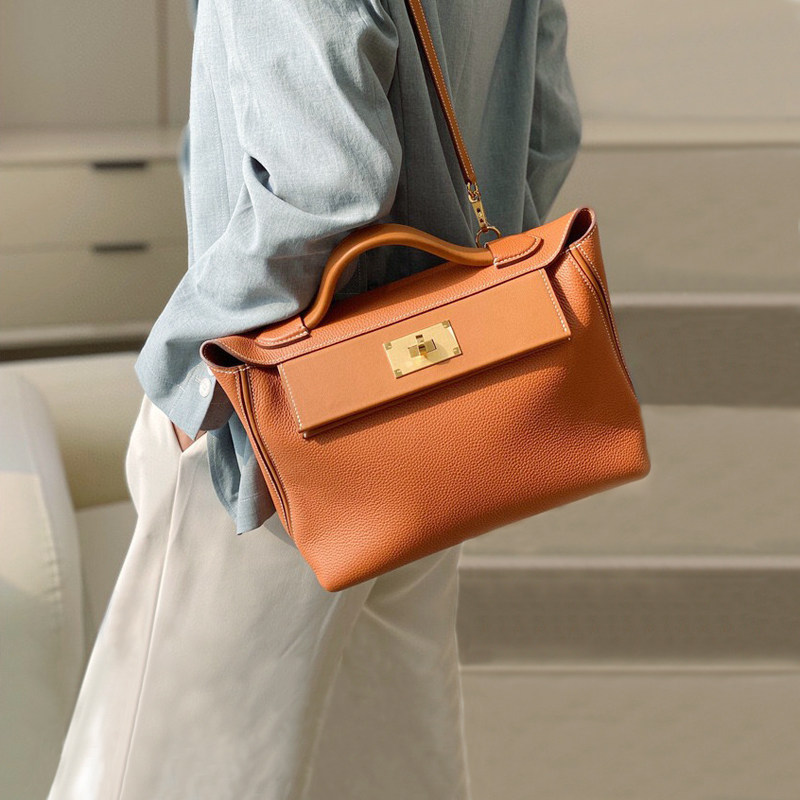 头层牛皮2424凯莉包2025新款大容量锁扣时尚真皮手提单肩斜挎包包