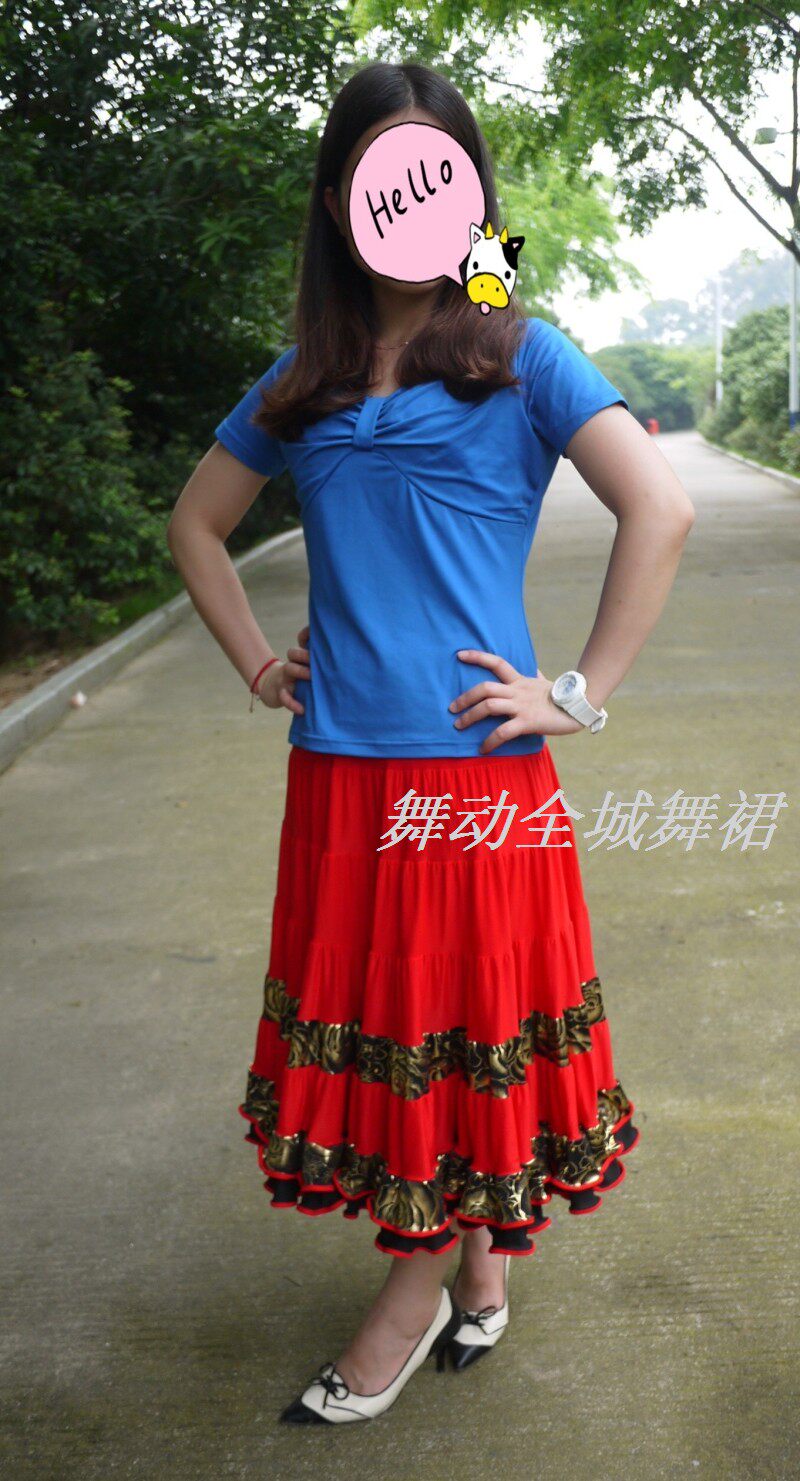 广场舞夏季新款短裙跳舞黑色中老年半身裙女裙裤水兵舞蹈演出裙子