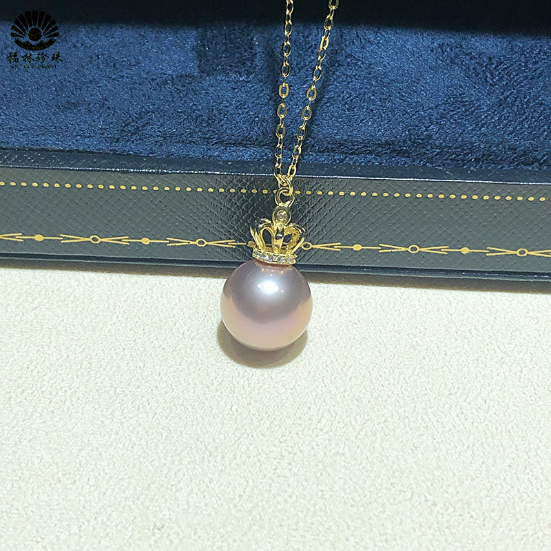 925淡水圆形吊坠紫色珍珠饰品