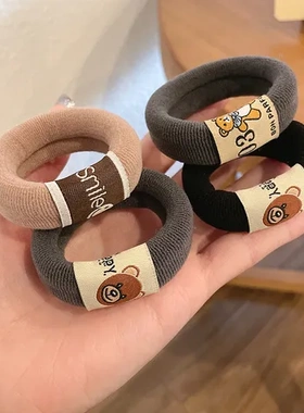 耐用高弹力发圈发绳黑色简约扎头加粗大号头绳女橡皮筋高皮套马尾