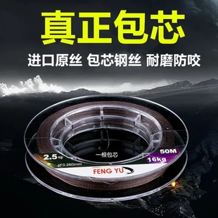 沉水线包心甲鱼大力马米50线PE线包芯鱼线包钢丝心防咬线主线子线
