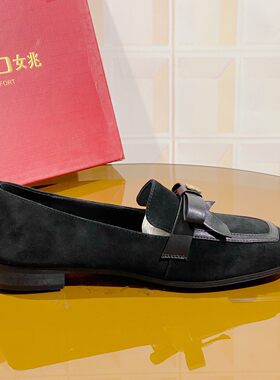 1057黑色/羊皮复古英伦风低跟方头舒适百搭春季女士单鞋乐福鞋