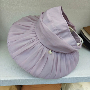 小香风半空顶帽子女夏高级大檐防晒帽精致户外妈妈马尾扎发遮阳帽