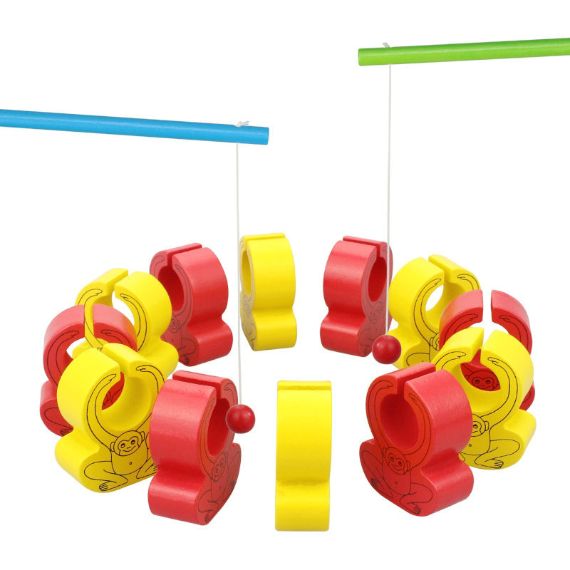 钓猴子游戏蒙氏早教具  钓鱼训练手眼协调木制益智力桌面垂钓玩具