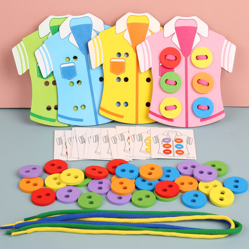 穿衣纽扣穿绳幼儿园小班操作区