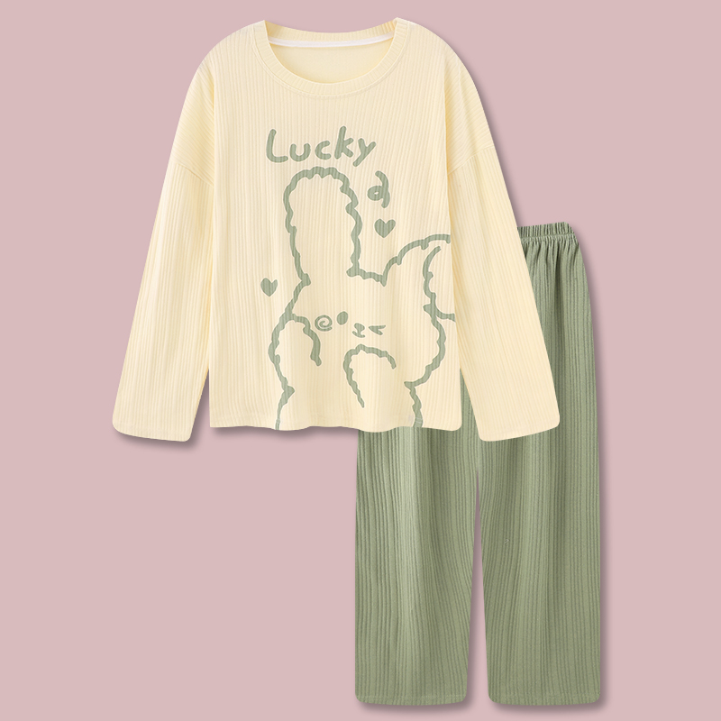 女纯棉方领睡衣家居服