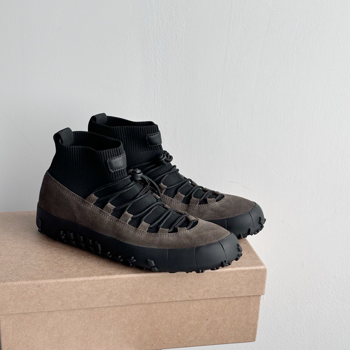 2025新款真皮拼针织厚底健步鞋