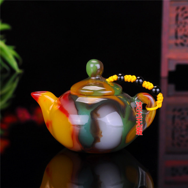和田玉色壶把件红玉黄玉羊脂白玉壶手把件酱紫多彩色手玩件