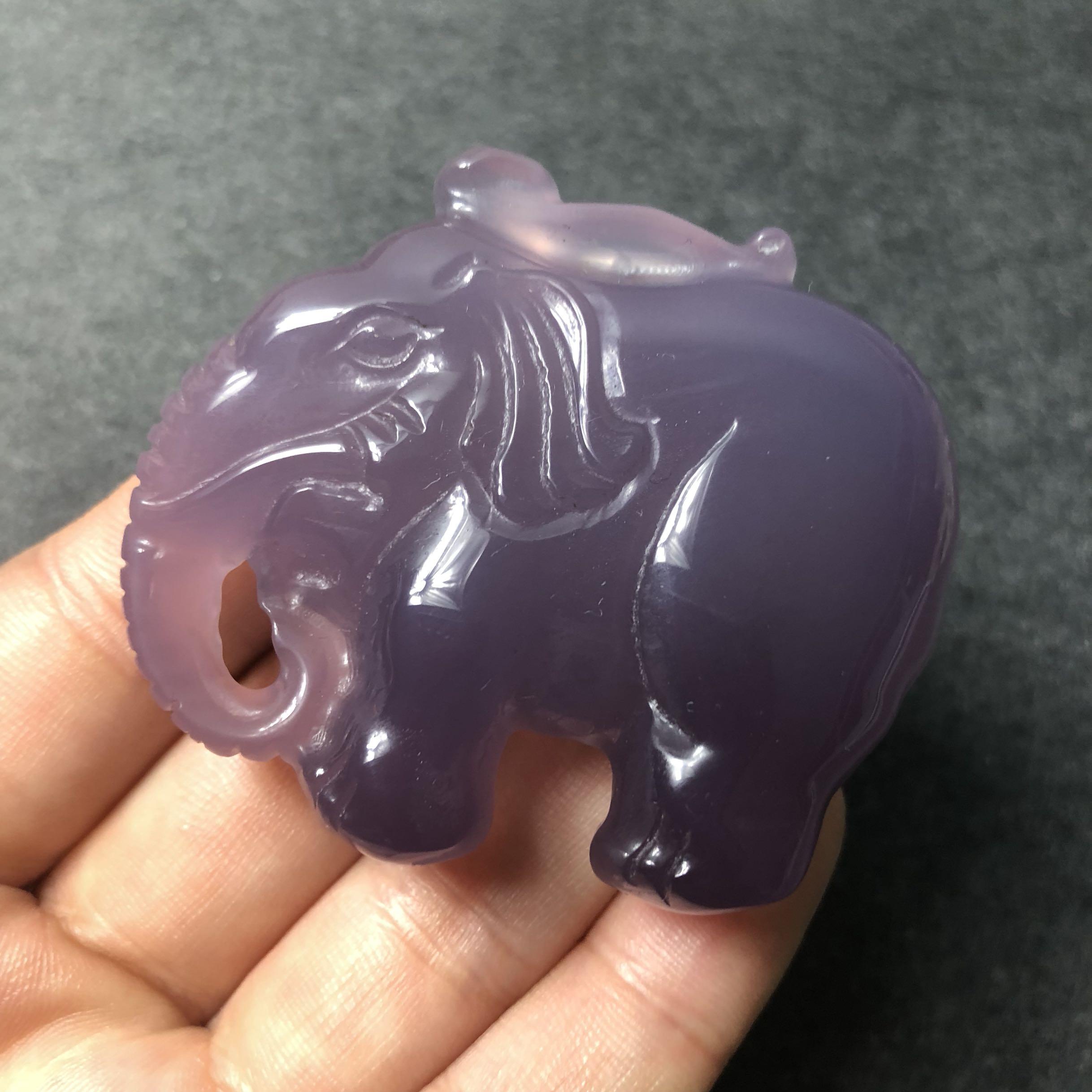 天然帝王紫玉髓大象吊坠紫玛瑙吉祥如意吊坠挂件送挂绳项链