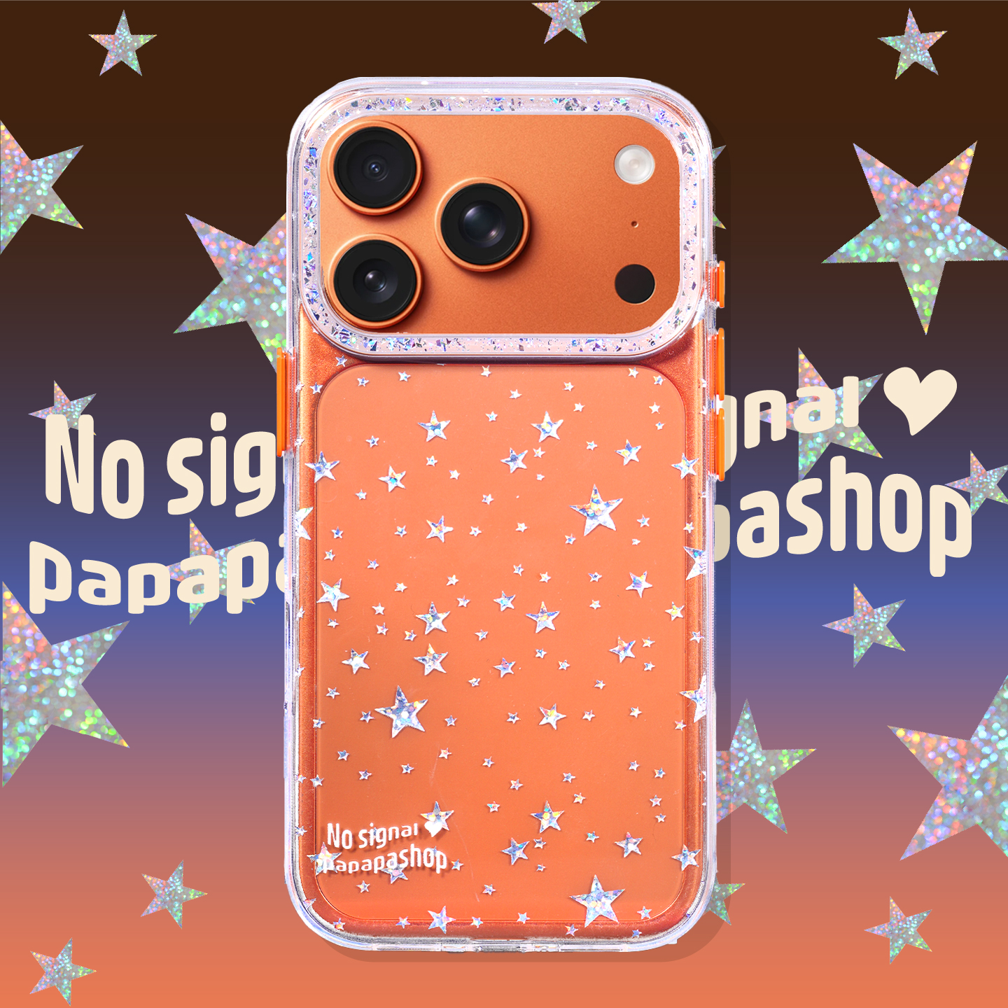 PaPaPa制造局 原创透明星星细闪边框17promax手机壳可放明星拍立得各种卡片可咕卡苹果17手机壳