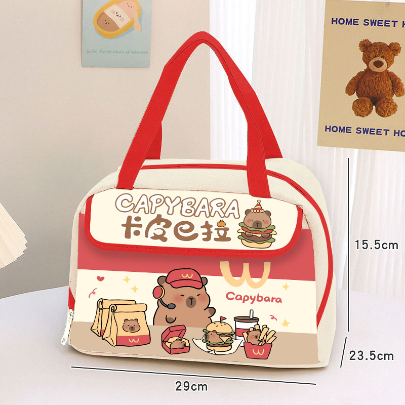 卡皮巴拉保温袋搞怪水豚创意麦当劳便当饭盒大容量防水耐脏手提袋