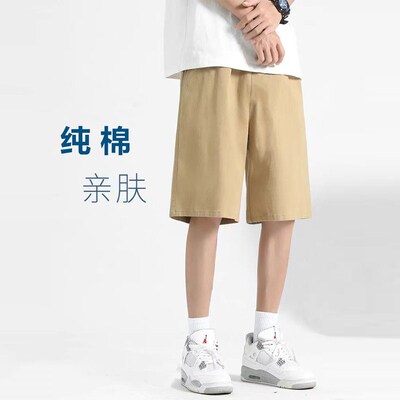 纯棉卡其色工装短裤男士夏季2025新款宽松外穿中裤5五分裤子男款