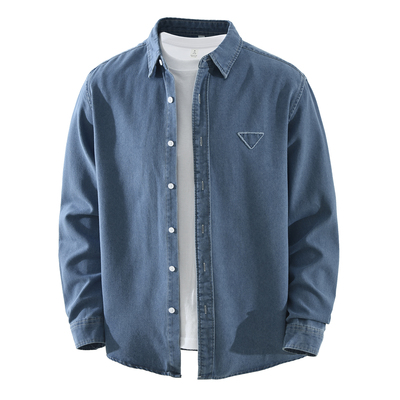 2026新款宽松深蓝牛仔衬衫男