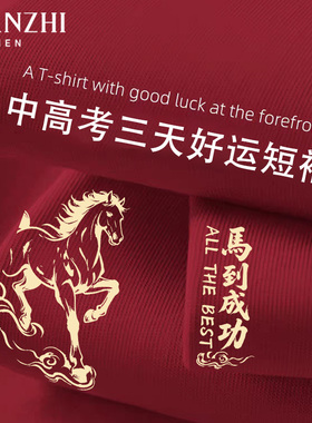 棉致2026马到成功开门红色中高考试三天纯棉短袖t恤家长送考服潮