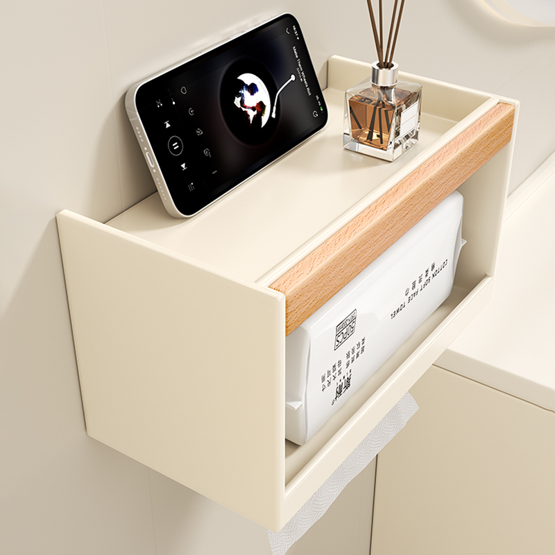 化妆室卫生纸盒厕所纸巾架洗漱台洗脸巾卷筒卫生纸置物架免打孔壁