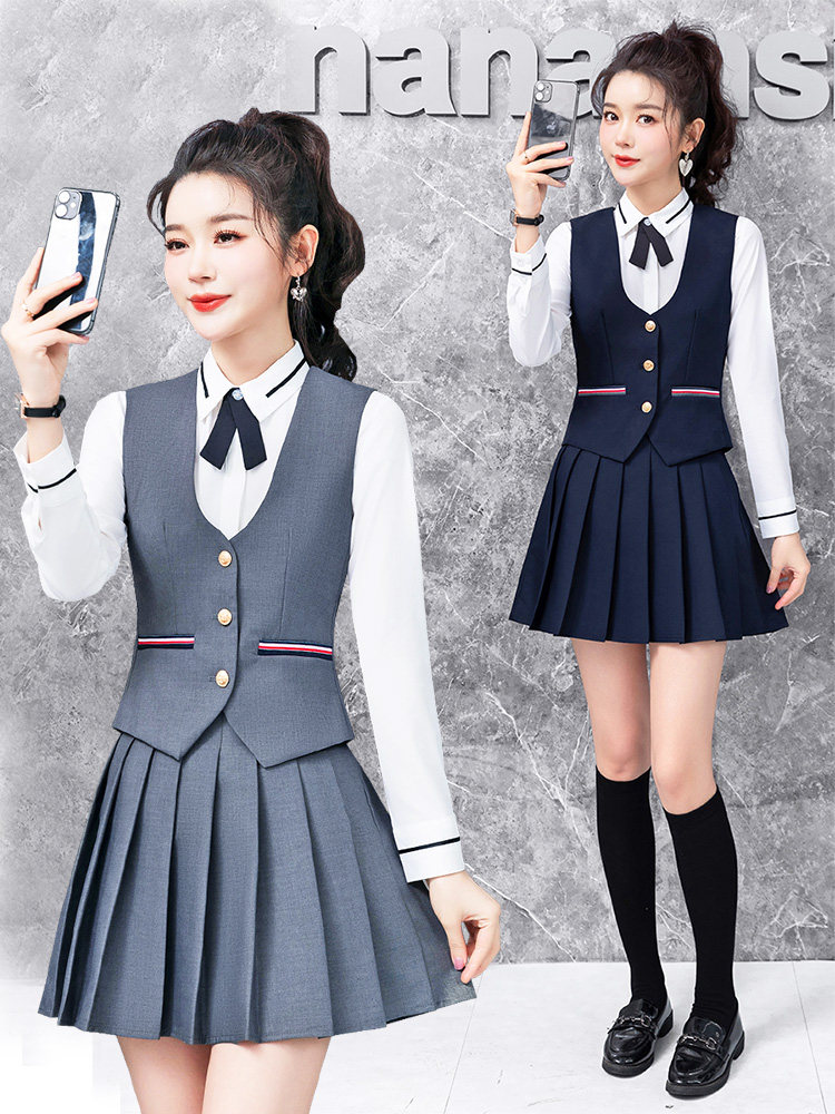 时尚职业西装马甲套裙美容师工作服女高端美容院气质工装套装秋冬