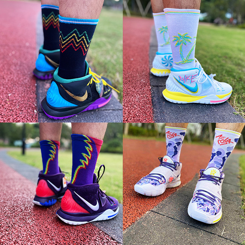 us8球鞋定制kyrie6欧文6南海岸紫迷彩罗兰豹纹篮球之星篮球袜子男