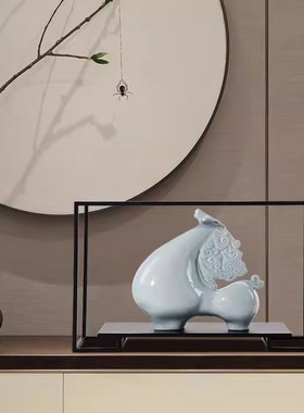 新中式陶瓷马摆件玄关禅意软装饰