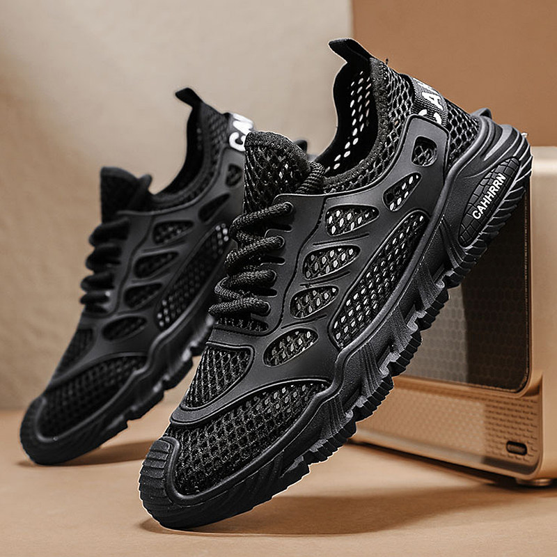 夏天网洞透视男鞋凉爽热天镂空透气运动鞋户外凉鞋通风跑步休闲鞋