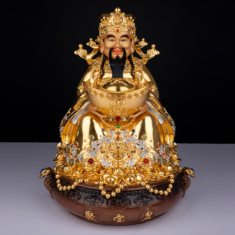 财神爷摆件家用纯铜聚宝坐像神像