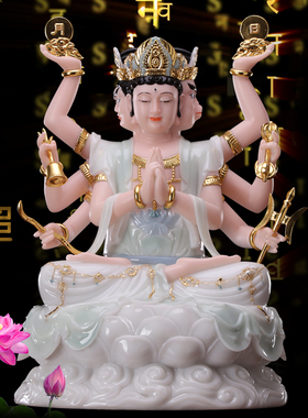 汉白玉斗姆星君神像斗母像摆件