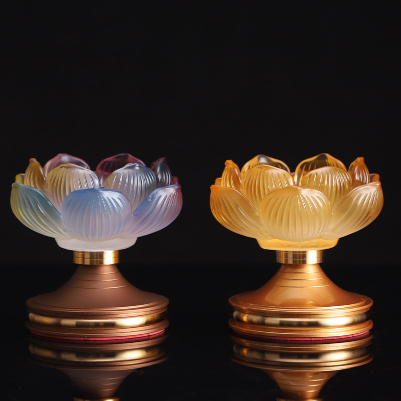 琉璃酥油灯座烛台供佛圆通佛具