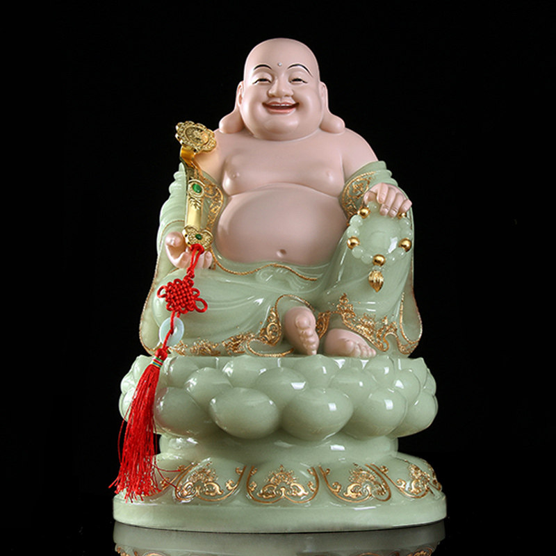 圆通佛具弥勒佛像 供奉家用大号笑佛招财弥勒佛 汉白玉石雕大肚佛