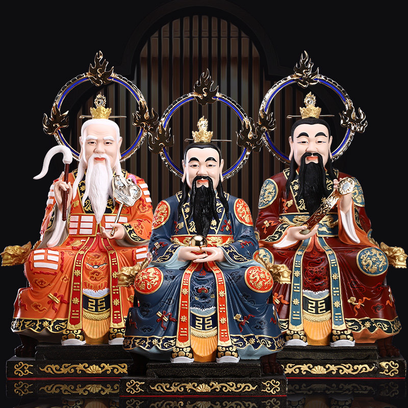台湾盛凡铜雕太上老君神像元始天尊道德天尊灵宝天尊三清道祖彩绘