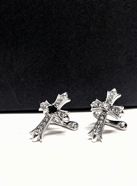 钛钢不掉色男女同款气质暗黑小众个性十字架无耳洞耳骨夹可调节