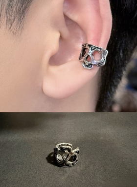 宥见归来原创钛钢不掉色镂空骷髅耳骨夹开口可调节小众暗黑个性