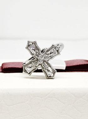 原创设计钛钢戒指女韩国时尚冷淡风闪锆开口戒指