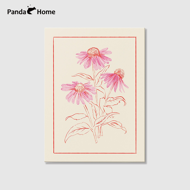手绘植物花卉装饰画绿色素描挂画复古美式儿童房书房卧室餐厅摆台图片