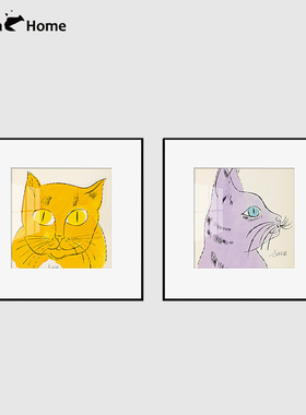 手绘猫装饰画小众复古儿童挂画