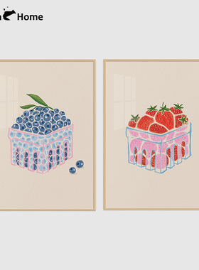 手绘水果装饰画小众中古挂画