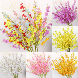 仿真花跳舞兰 婚礼插花吊顶线条花艺装饰路引桌面摆件假花蝴蝶兰