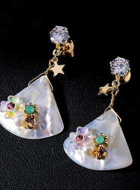 925银气质名媛风耳环女2025年新款潮网红时尚韩版个性耳饰