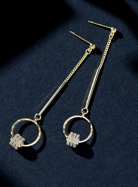 925银时尚个性流苏耳饰适合圆脸的耳环2025新款潮长款气质耳坠女