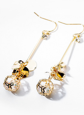 925银时尚镂空耳坠耳环女韩版优雅气质个性耳饰日韩饰品长款潮