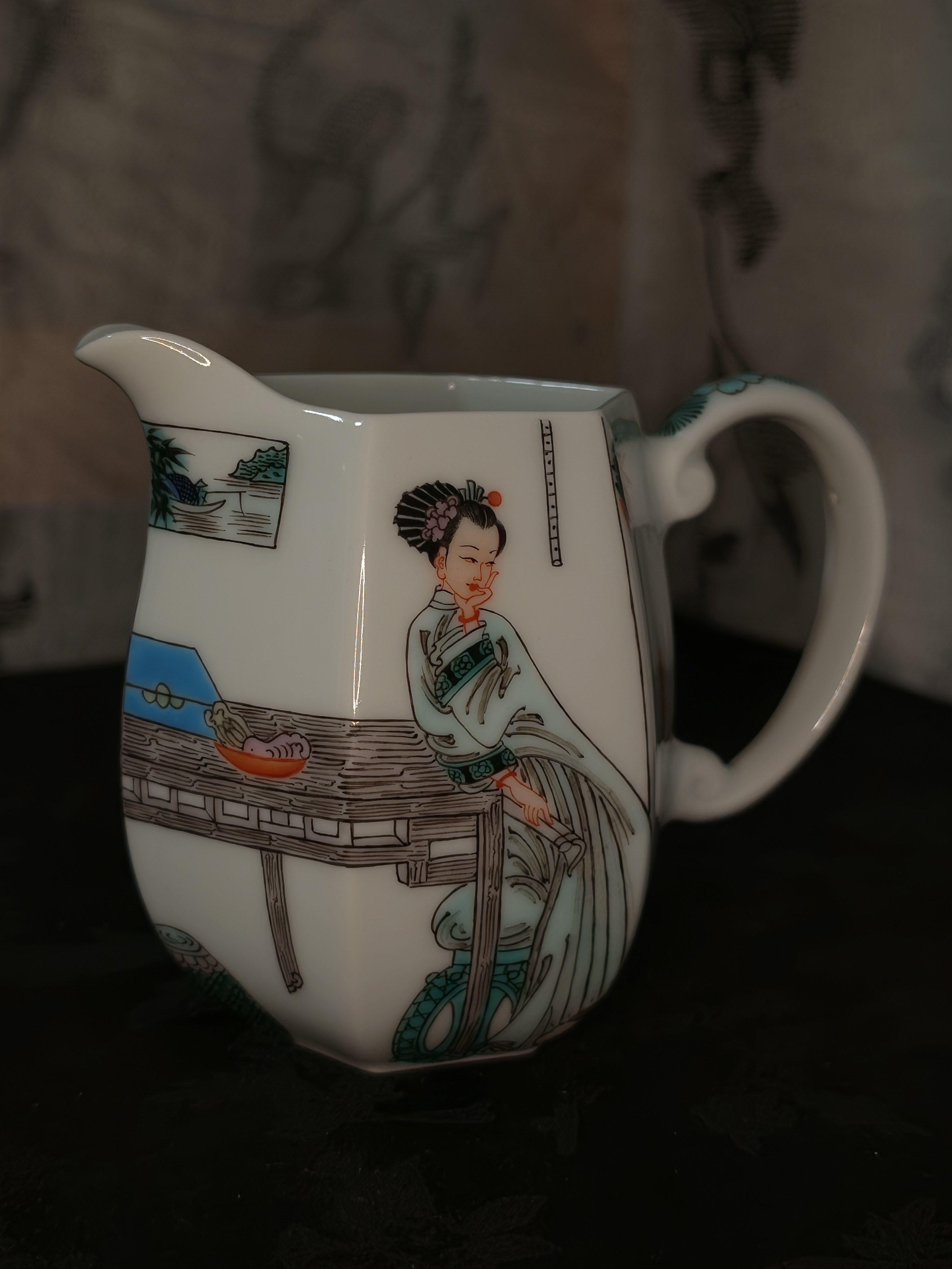 古阅和风春闺公道杯喝茶分茶器约250cc纯手工手绘景德镇制送礼
