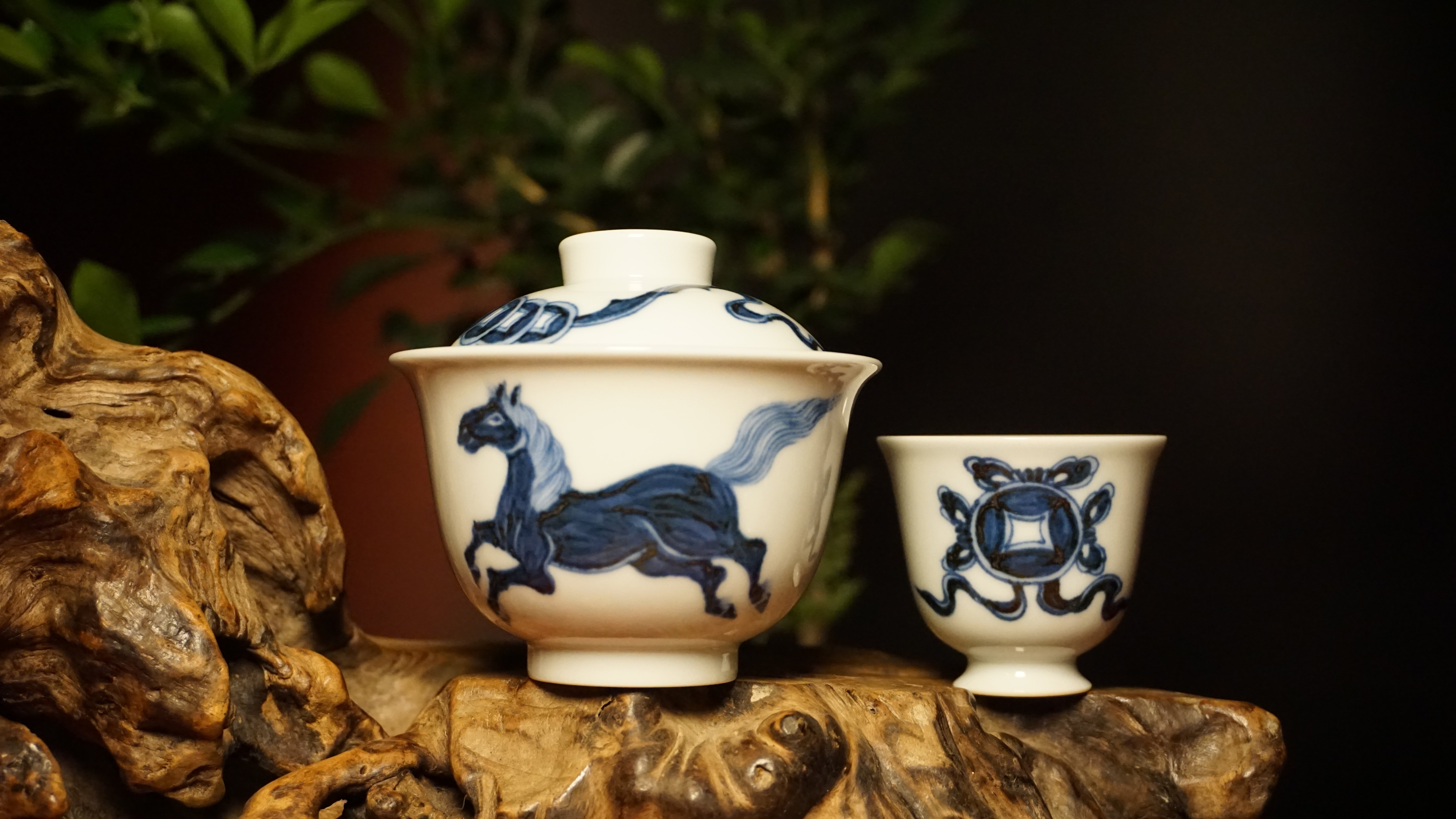 愚拙造物元青花马福利款青花瓷手工手绘
