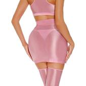 性感油亮光泽舍宾包臀紧身超短裙闪亮超薄透明大码 丝滑露欧美演出